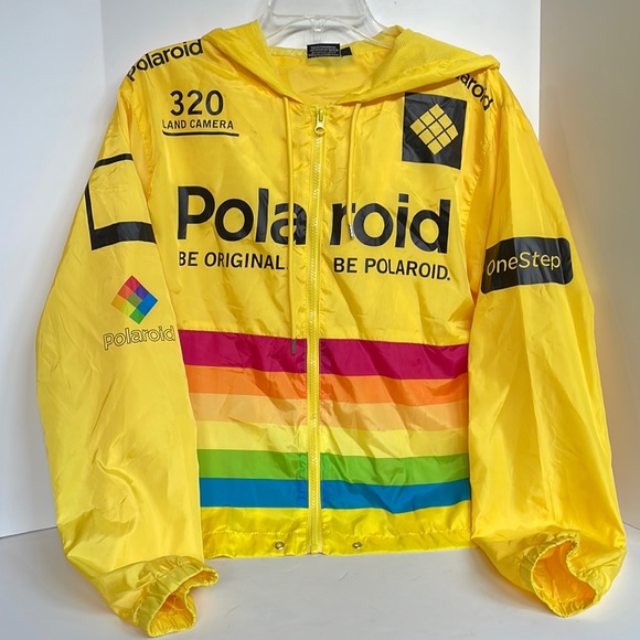 Polaroid Jackets & Blazers - Polaroid rainbow stripe zip front lightweight windbreaker mesh lining large